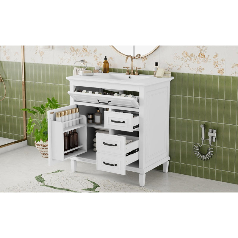 Meuble-lavabo de salle de bain avec lavabo, White