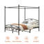 Queen Size Metal Canopy Bed Frame With Headboard And Footboard Black