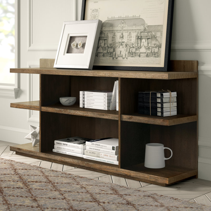 32.5" H X 66" W Solid Acacia Wood Library Bookcase, Brushed Acacia