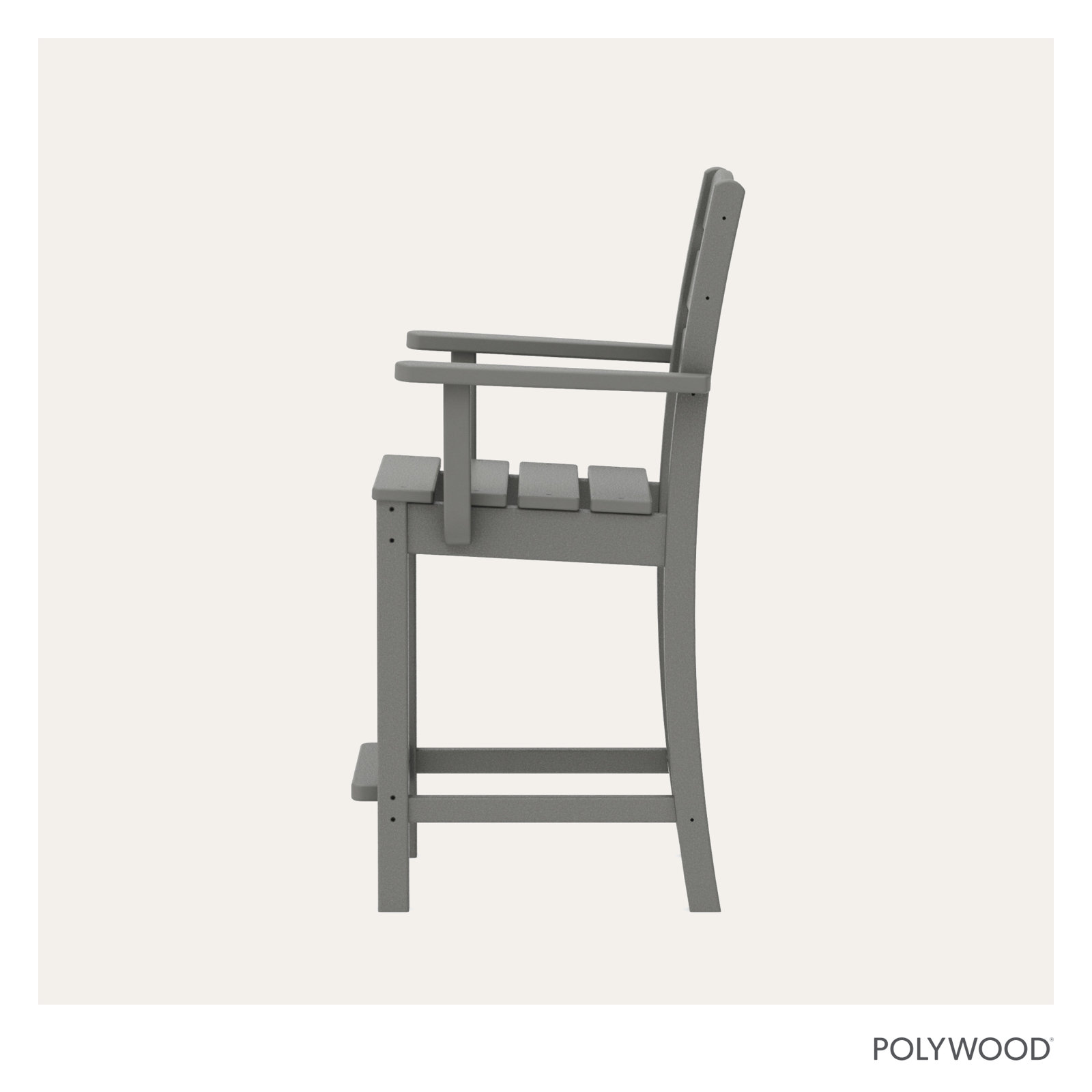 POLYWOOD® Lakeside Counter Patio Bar Stool, Gray
