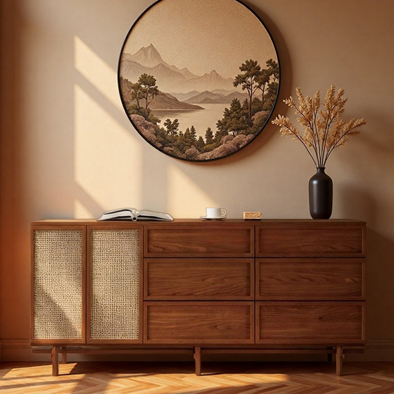 Armoire d'entrée Mid-Century, H 35,4 po x l 70,9 po x P 15,7 po