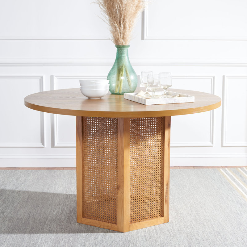 Pacetti 47.3'' Round Dining Table, White/Natural