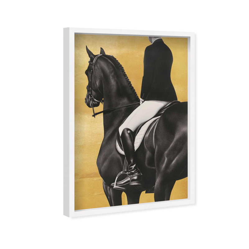 Oliver Gal Taming the Rhythm Gold II Horse - Leaf Framed Shadowbox Art, 56" H x 38" W, White