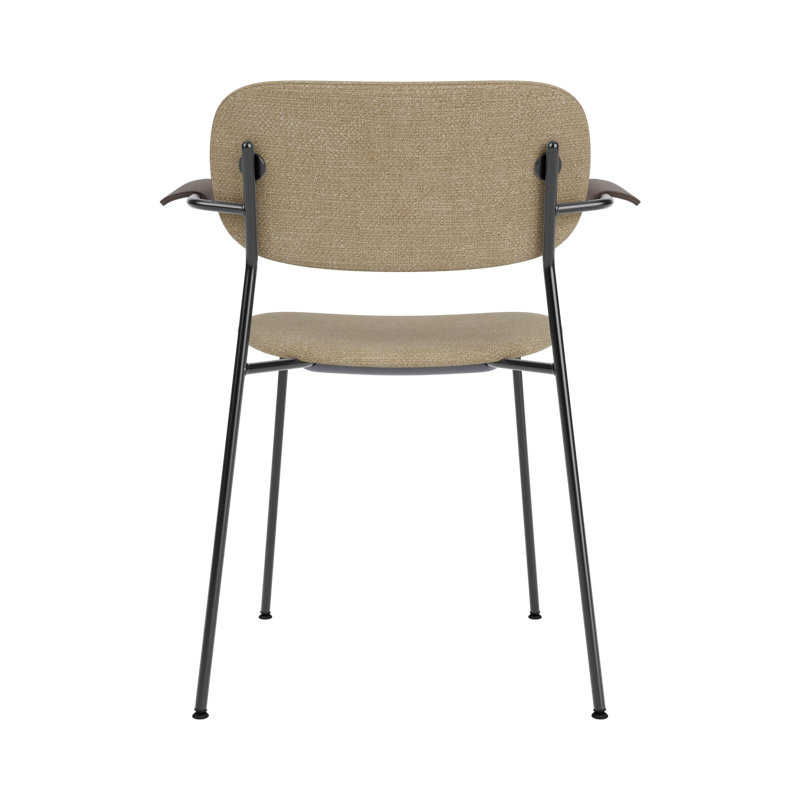 Co Upholstered Arm Chair, Dark Stained Oak, Bouclé 02 Acrylic, Black