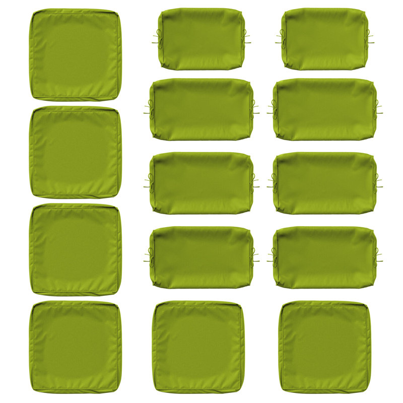 14 Pcs Outdoor Cushion Slipcovers All-Weather Patio Cushion Covers For Outdoor Furniture, Covers Only, Green