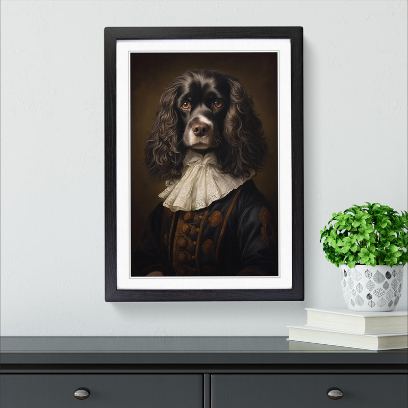Cocker Spaniel Classicism - Single Picture Frame Print on Wood, Black Framed, 64cm H x 46cm W x 2cm D