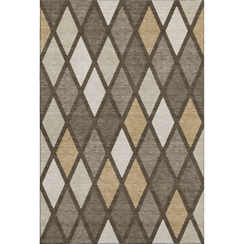 Premium Machine Washable Prisco Brown Rug, Rectangle 9' x 12'