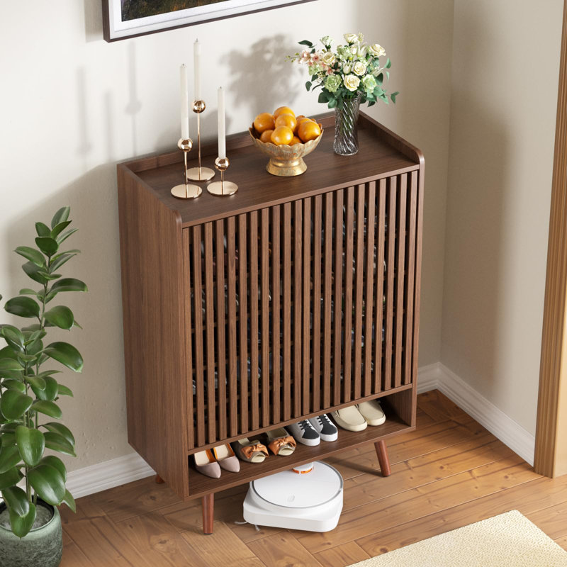 Armoire de rangement pour chaussures à 6 niveaux avec tablettes réglables, Brun