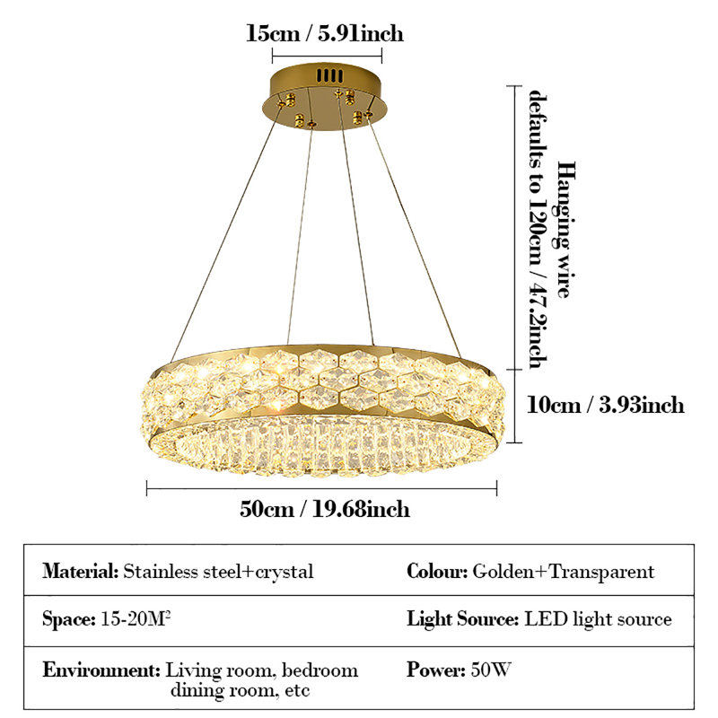 1 - Light LED Chandelier, Gold
