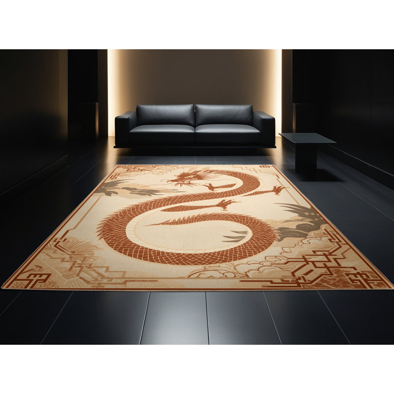Tapis oriental moelleux doux et moelleux en brun - beige, 4 x 6