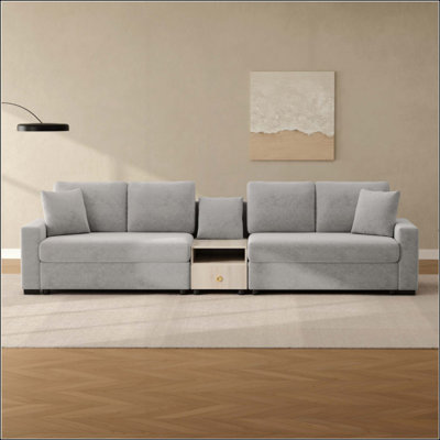 Modern Sofa Couch Modular Sofa Upholstered Sofa Couch With Storage Armrest And Center Console For Living Room