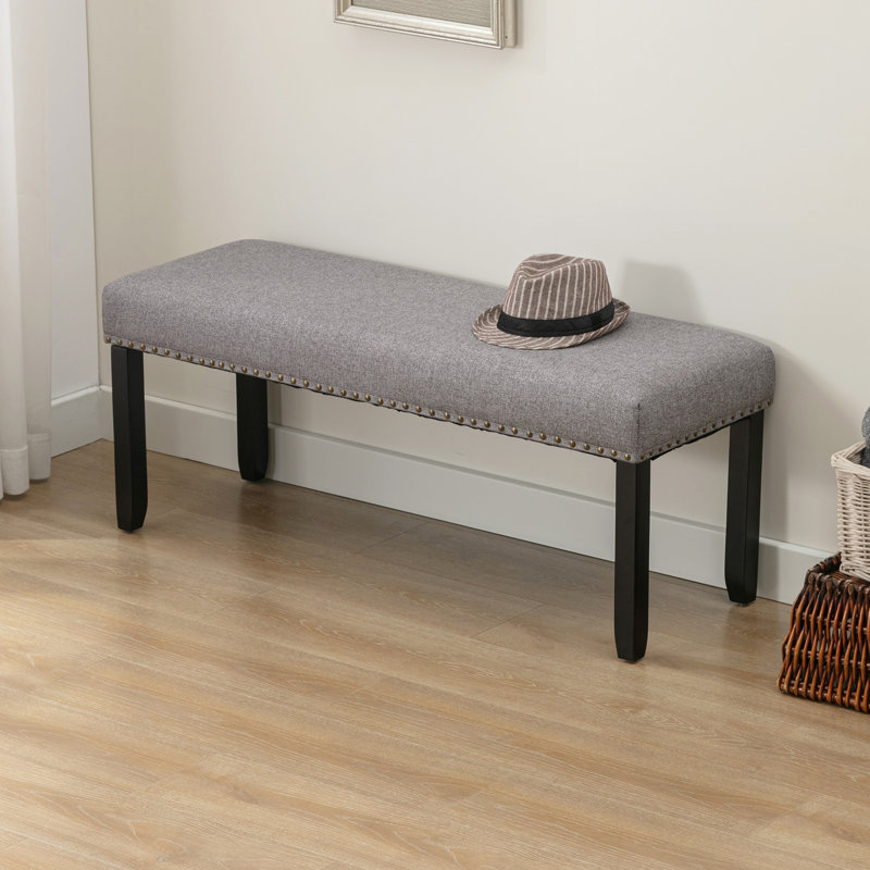 Syne Linen Upholstered Bench, Grey