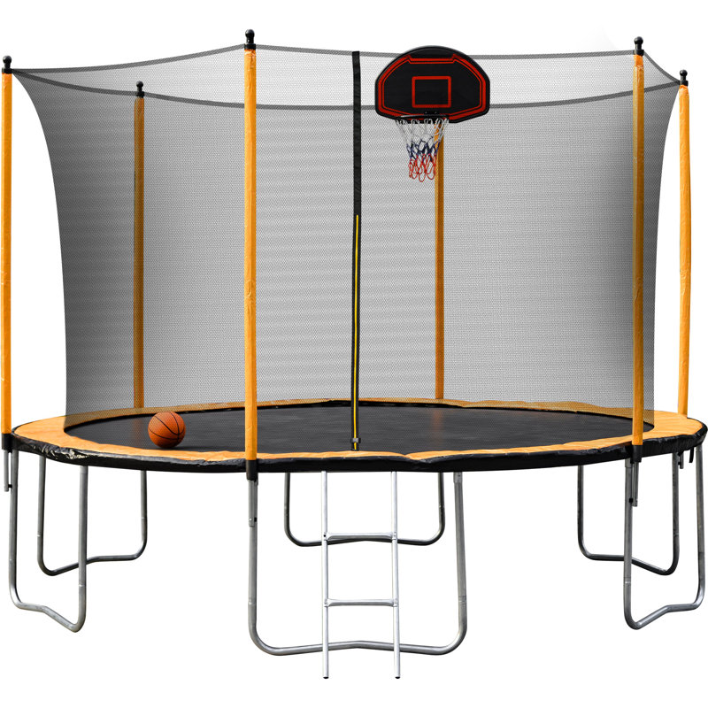 OFIYAA Round Backyard Trampoline with Safety Enclosure