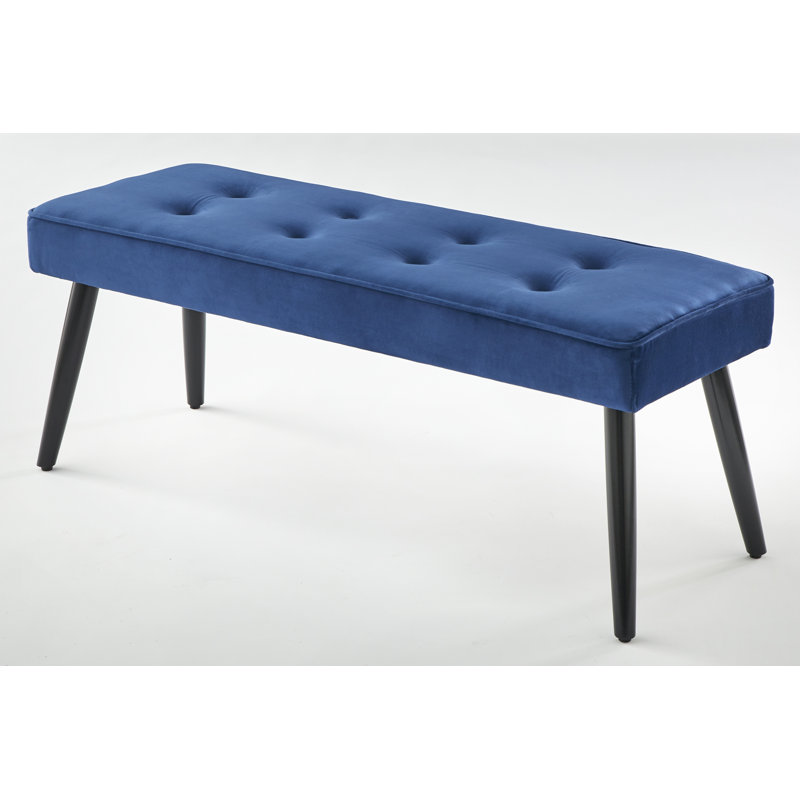 Yashika Velvet Upholstered Bench, Blue