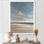 Coucher de soleil doré, impression sur toile encadrée, art côtier brun