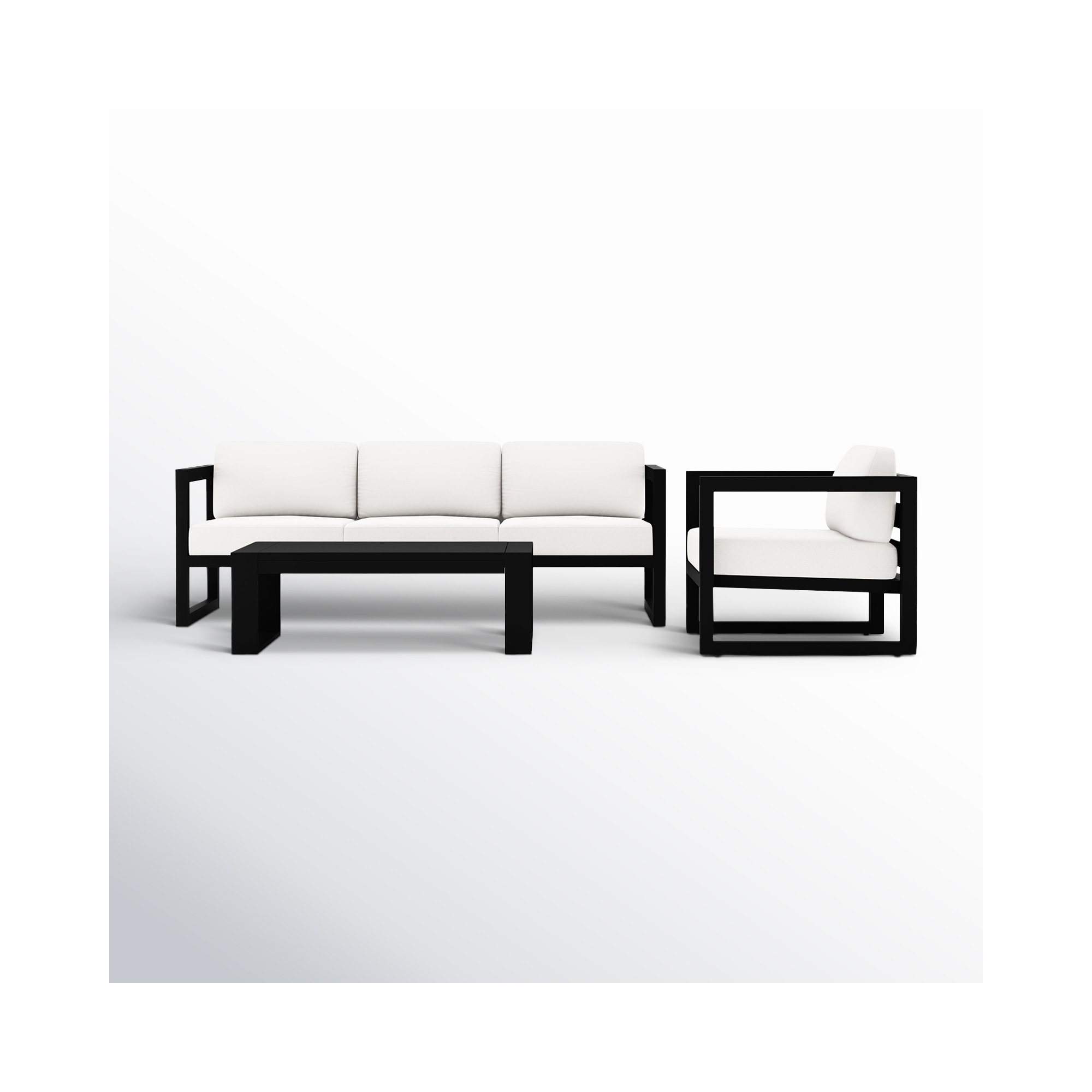 Smith 3 Piece Sofa Seating Group with Sunbrella® Cushions, Canvas Natural, Black