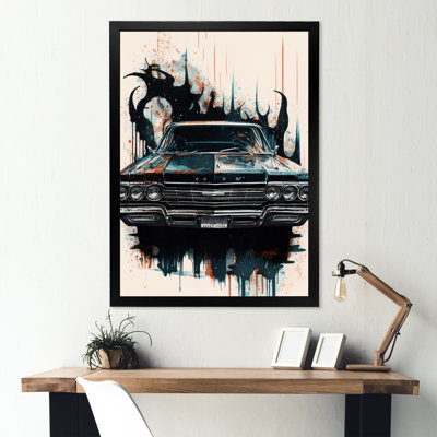 «Black and Cream Expressions of Classic Cars», art mural rétro sur toile