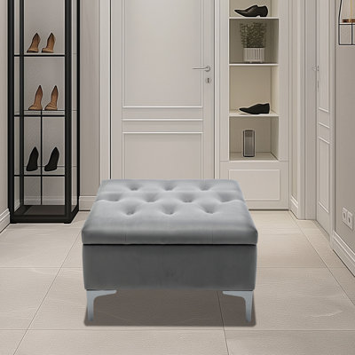Manius Velvet Tufted Storage Ottoman