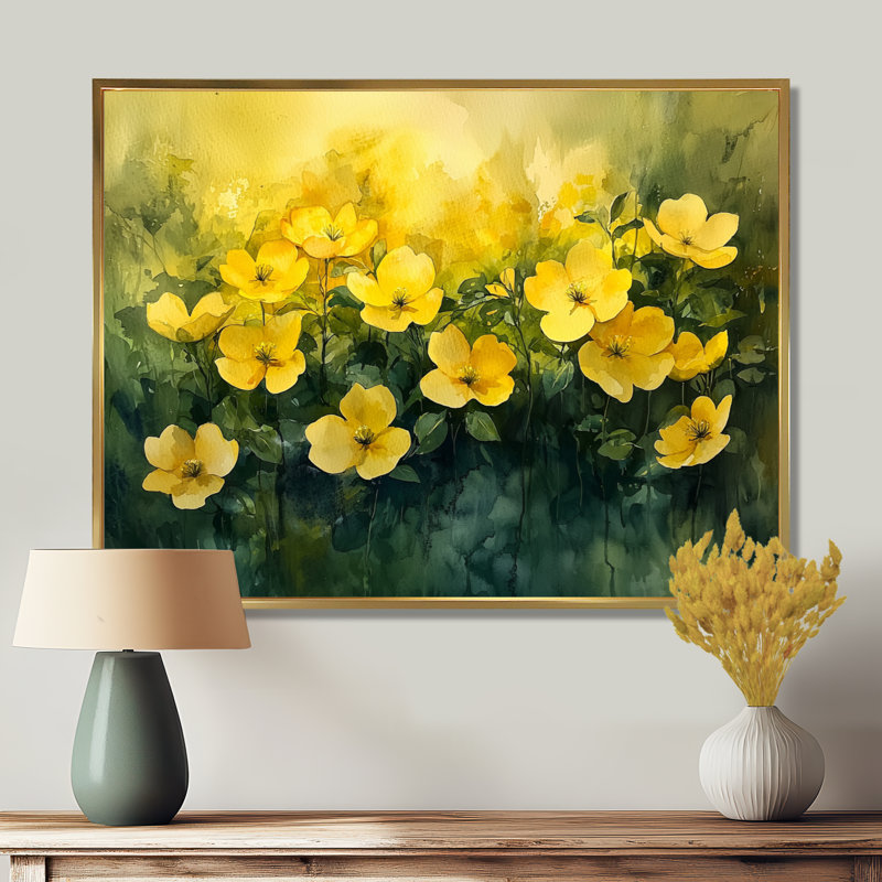 Iolene Summer Tree Dogwood S Gentle Embrace III - cornouiller, art mural, H 30 po x l 40 po, Floater Framed, Or