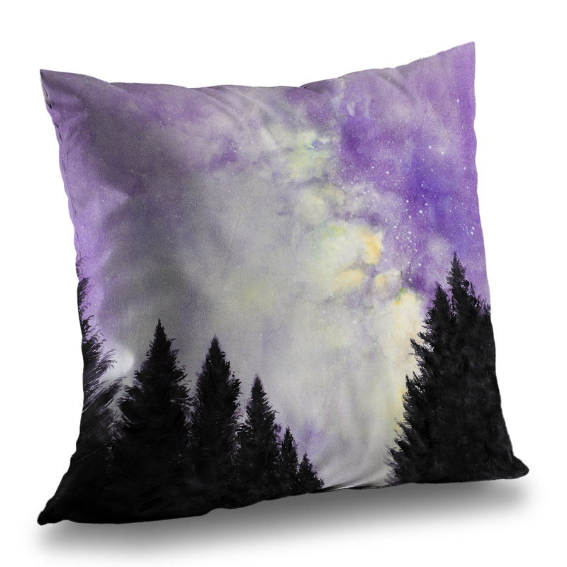 Purple starry sky - Poly twill throw pillow for home decor