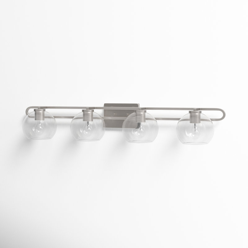 Eveline 4 Light Transparent Dimmable Vanity Light, Brushed Nickel