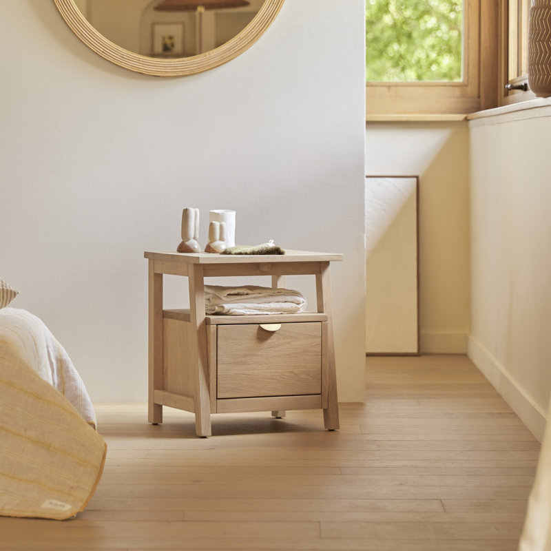Pola 45cm W Solid Wood Bedside Table