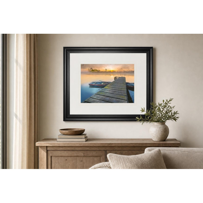 Weathered Pier Wall Art - 34" x 40" - Black Frame