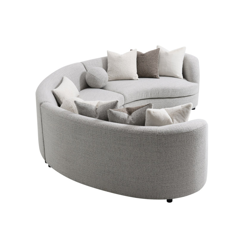 Ivria Gray Boucle Sectional Sofa W/9 Pillows