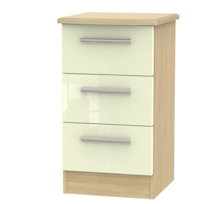 Fully Assembled Yvette 3 Drawer Bedside Table