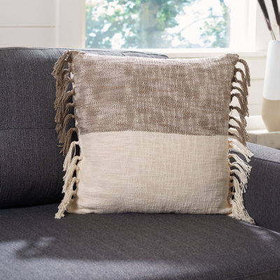 Roren Fringed Cotton Reversible Throw Pillow