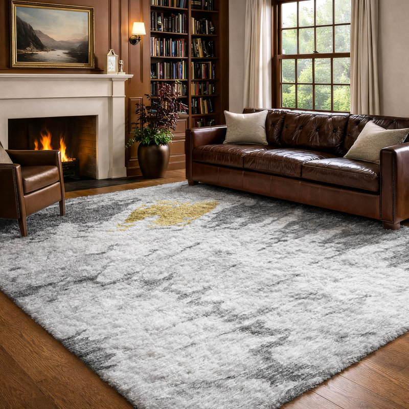 Tapis à poil long de qualité supérieure lavable à la machine ADS614, Gray, 3 pi x 5 pi