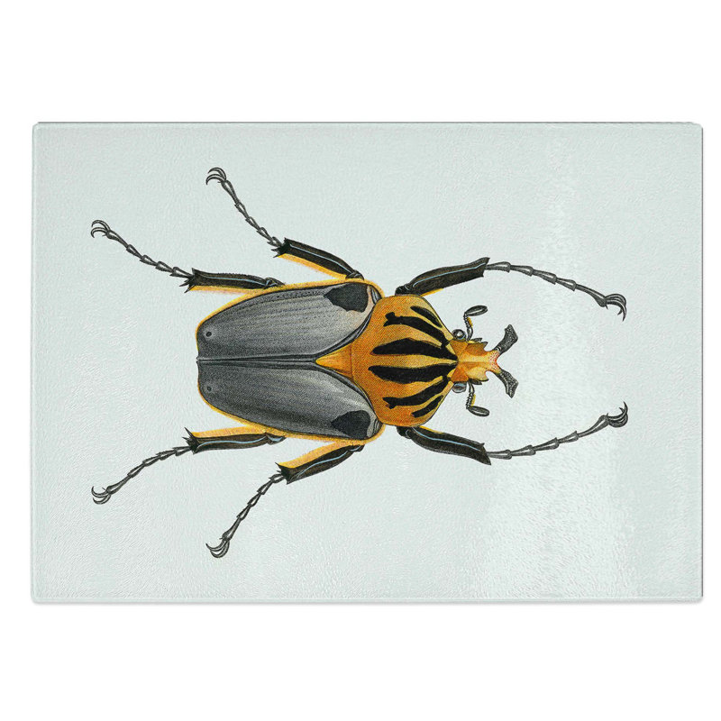Tempered Glass Beetle Illustration Pl. 6 Chopping Board, 28.5 cm W x 20 cm L