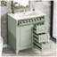 Meuble-lavabo autoportant de 30 po avec lavabo en céramique, tiroir escamotable, 3 tiroirs et armoire de rangement, bois massif et panneau de fibres à densité moyenne, vert