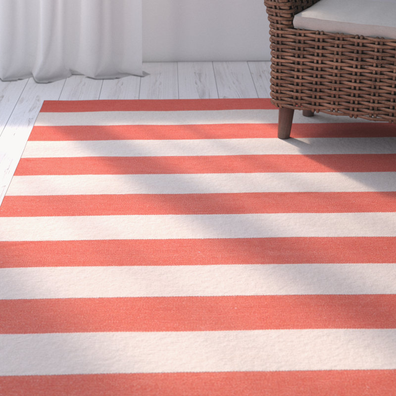 Tapis rayé rouge / ivoire Troy, 2 pi x 3 pi