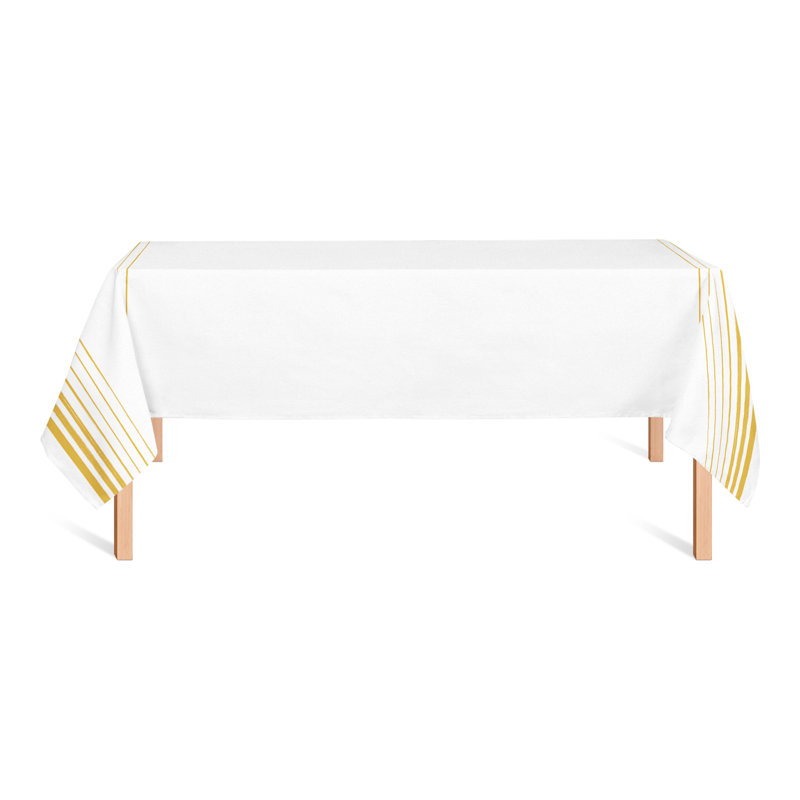 Nappe rectangulaire à rayures en polyester, Jaune