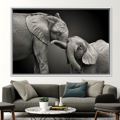 Éléphant, reproduction d'art sur toile, mère et bébé, affiche murale