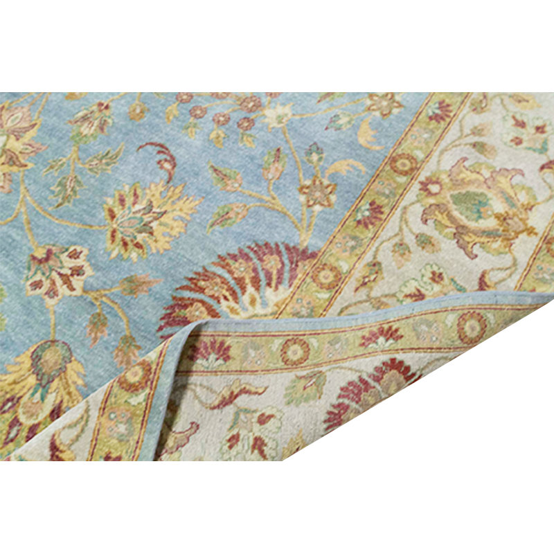 Wool Floral Area Rug in Blue/Ivory