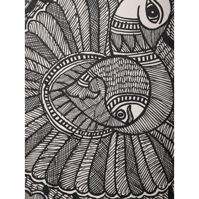 Paire de paon et de poisson | Madhubani, art sur papier fait à la main