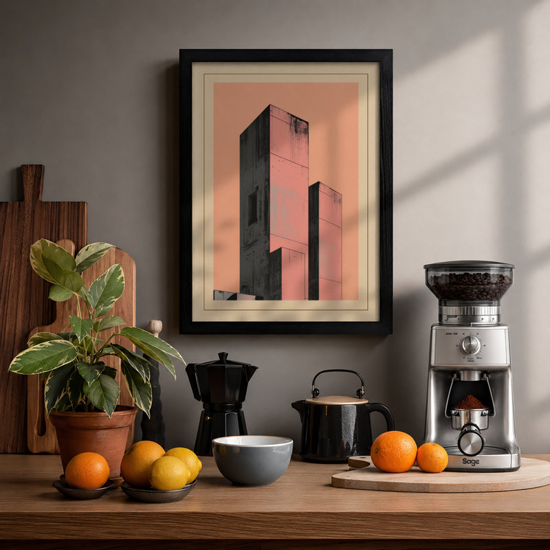Abstract Towers Industrial - Print, A1 - 84.1 x 59.4 cm, Black