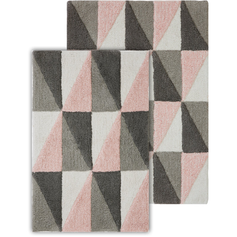 Chevery Cotton Blend Non-Slip Bath Rug, Gray