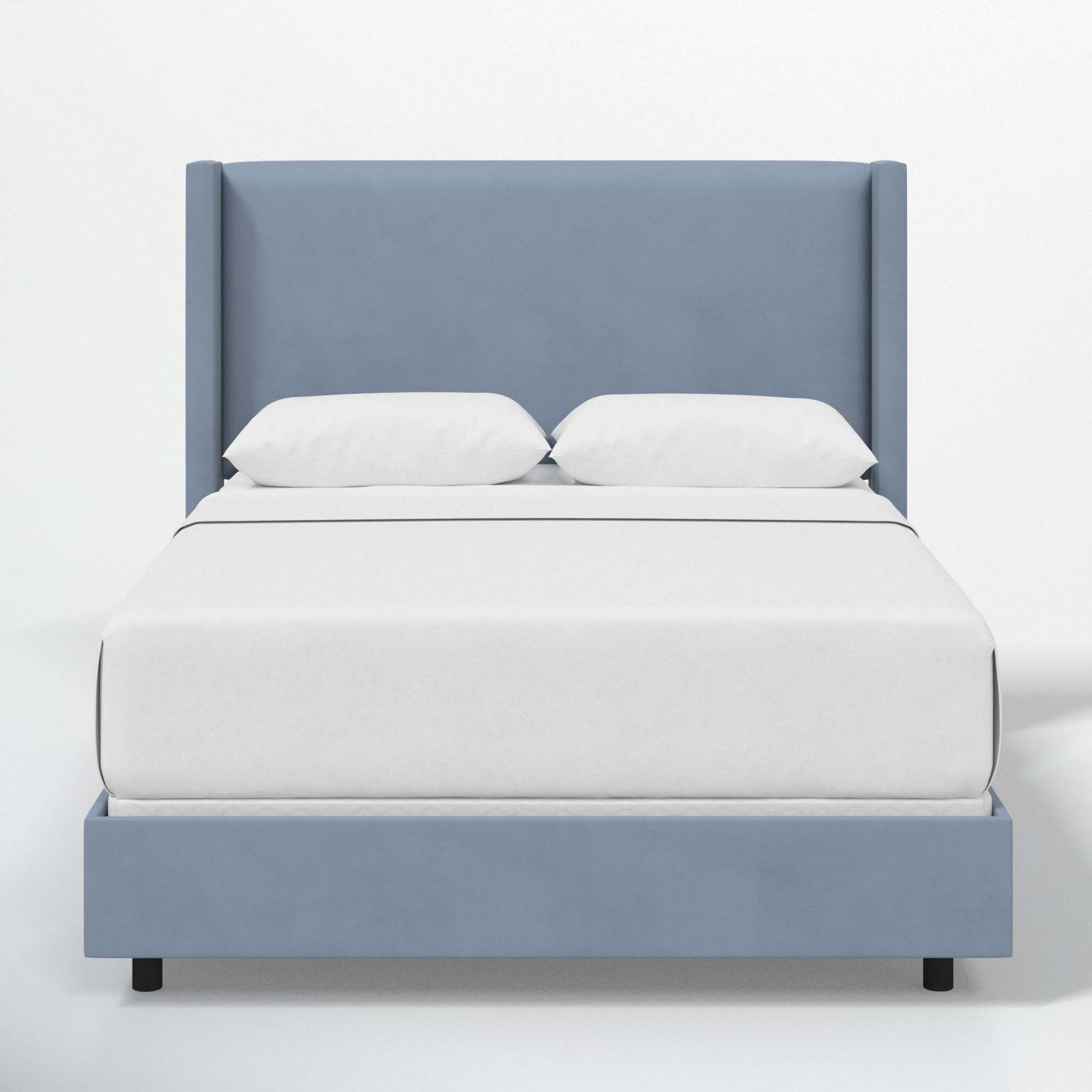 Hanson Linen Upholstered Wingback Bed, Twin, Classic Ocean Velvet