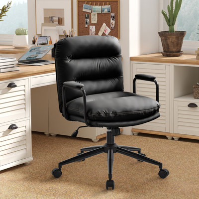 Ergonomic Office Chair 2-Layers Cushioned Faux Cat Paw Leather Armrest Adjustable Height 360° Swivel Home Office Desk Chair 