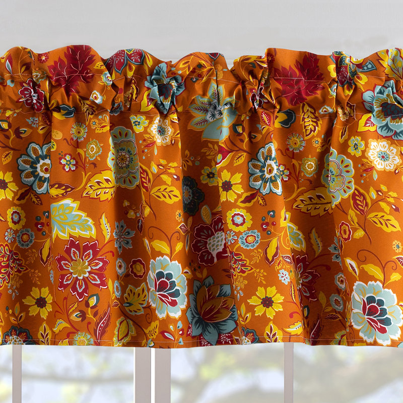 Cantonnière Greenland Home Fashions Astoria Spice - H 19 po x l 84 po avec rideau doublé en polyester et passe-tringle, Épice