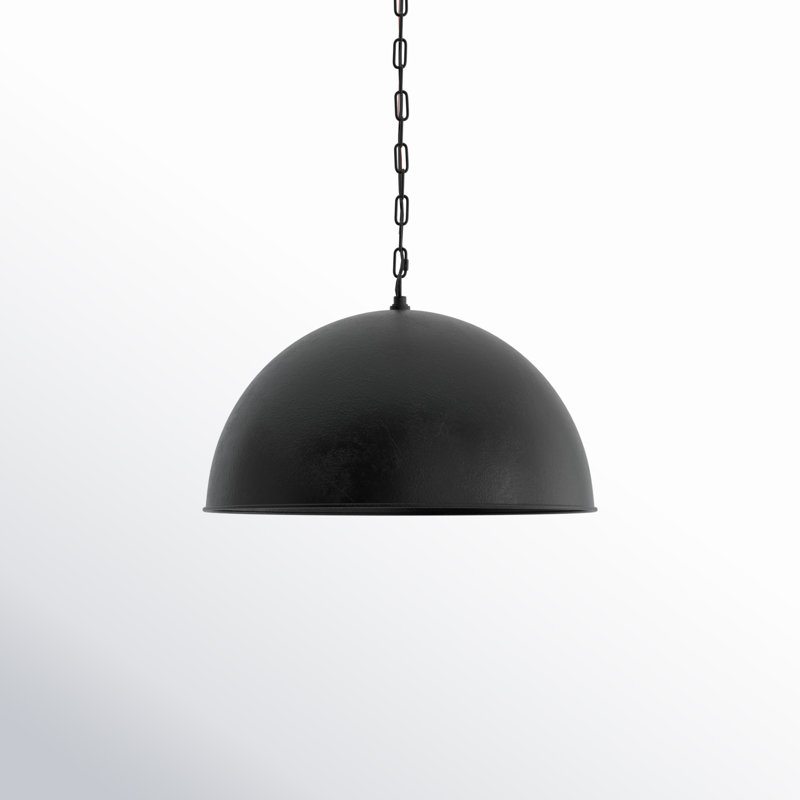 Luminaire suspendu en forme de dôme à 1 lumière Najuma, H 10 po x l 15 po x P 15 po, Noir rétro