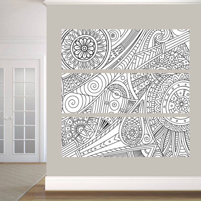Ensemble 3 pièces de décalcomanie murale murale géométrique, H 15 po x l 48 po