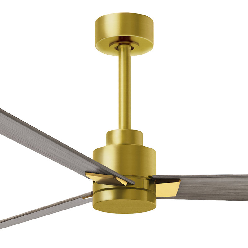 Alessandra Outdoor Downrod Ceiling Fan, Brushed Brass, Gray Ash Tone
