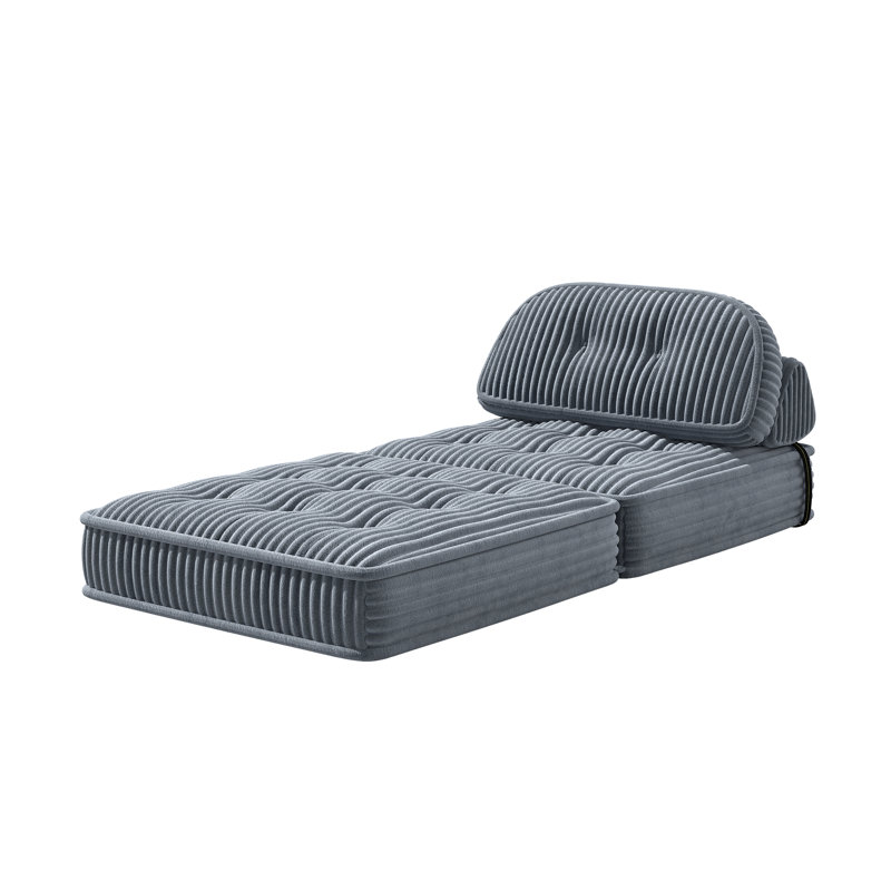 Lozena Convertible Folding Chair Bed, Single Compression Sleeper Sofa, Gray