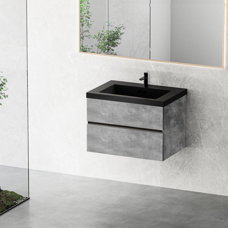 Meuble-lavabo gris de 30 po avec lavabo en quartz et lavabo à fermeture en douceur