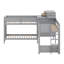 Lit simple superposé en forme de L avec bureau et tiroirs de rangement, lit superposé peu encombrant avec ports USB-1117834042