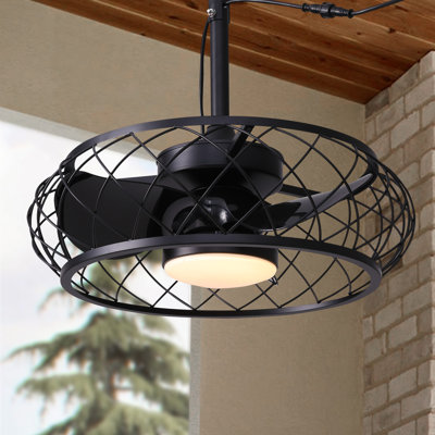 20'' Outdoor Caged Ceiling Fan with Dimmable LED Lights, Damp Rated for Patio, Porch and Gazebo